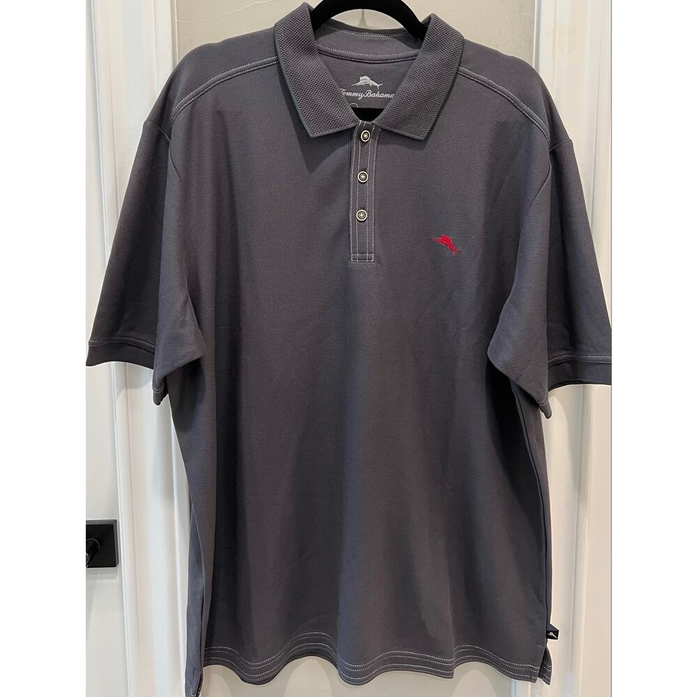 Tommy Bahama Polo Shirt Men XL Gray Supima Cotton Short Sleeve